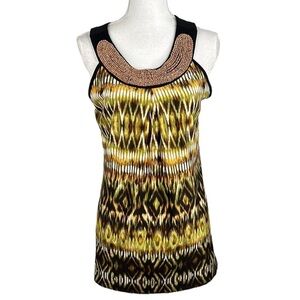 INC Black Green & Brown 90's Y2K Tribal Tank Top Size Large‎